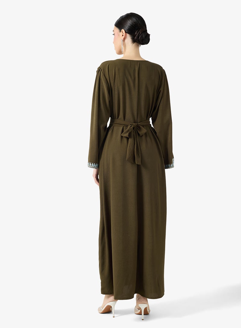 hayas closet Embroidered Belted Jalabiya - Image 2